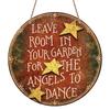 2D Flat, 1pc Round Aluminum Sign | Vintage "Leave Room in Your Garden for The Angels to Dance" Inspirational Quote, Suitable for Garden, Patio