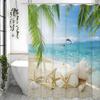 Шторка для душа «Морская звезда», Ракушка, Океан, Пляж, Остров, Пальма, Дельфин, Морская звезда, Ракушка, Декоративная шторка для душа для ванной, Водонепроницаемая