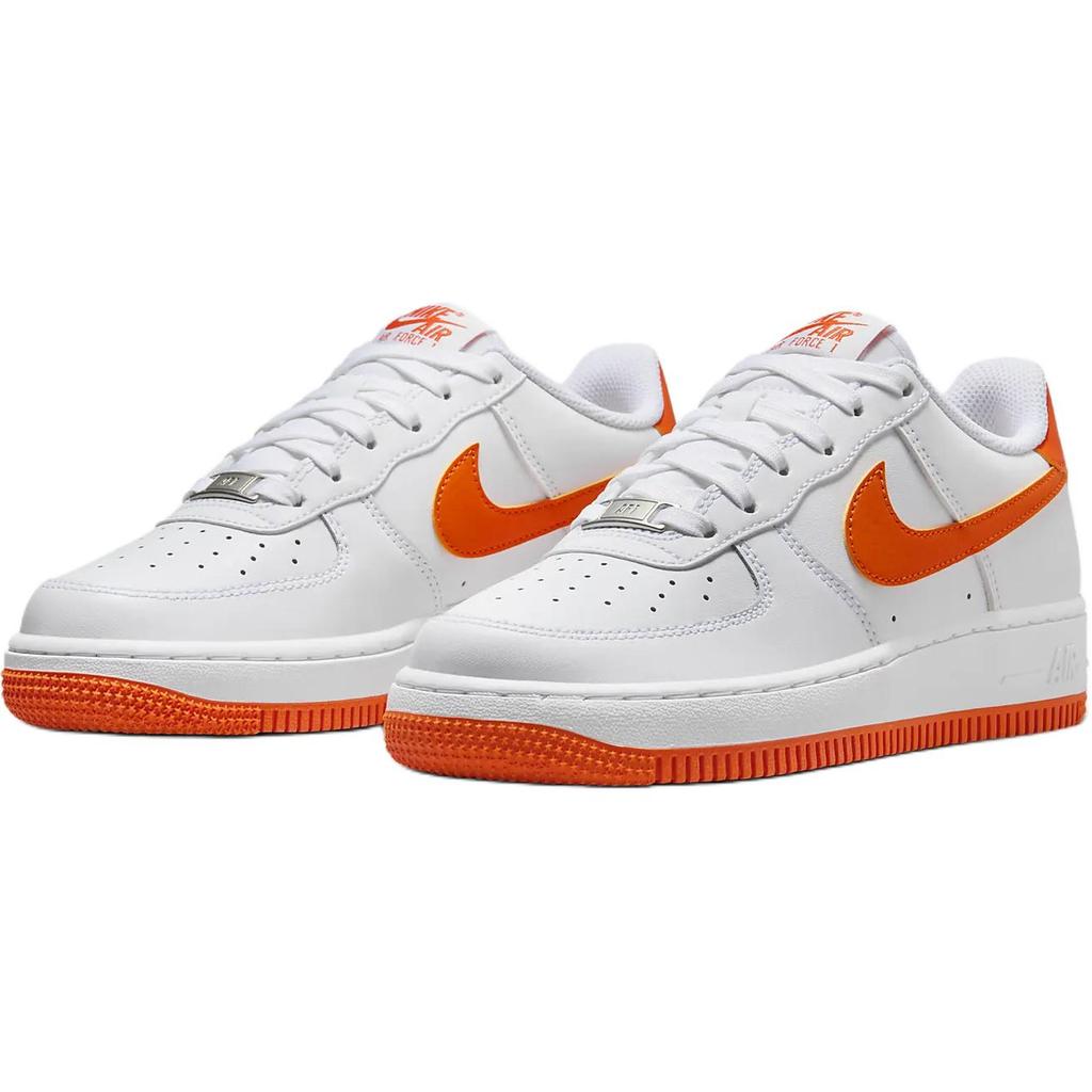 Nike Air Force 1 GS White Safety Orange Kids Sneakers FV5948-113