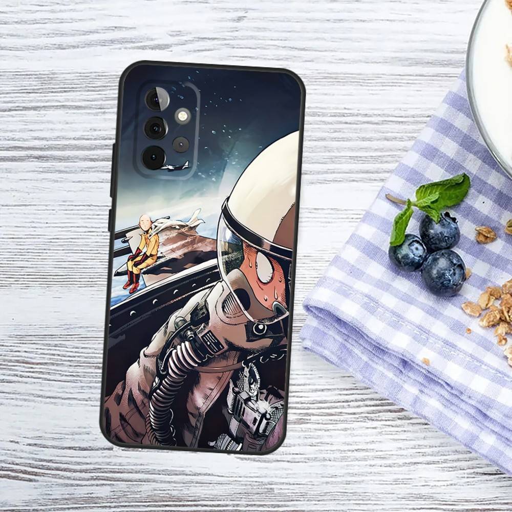 One P-Punch-Man Saitama Phone Case For Samsung Galaxy A13,A21s,A22,A31,A32,A52,A53,A71,A80,A91 Soft Black Phone Cover