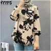 Women's Fashion Casual Spring Autumn Flower Pattern Print Long Sleeve O-Neck Blouses & Shirts