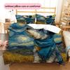 Scarf-wearing Dog at Night Pattern Bedding Quilt Set  Home Decoration  Gift (1 * duvet cover + 2 * pillowcase  without core)