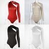Streetwear Bodysuit For Women With Asymmetric Design And Stretch Fabric For Fall Fashion