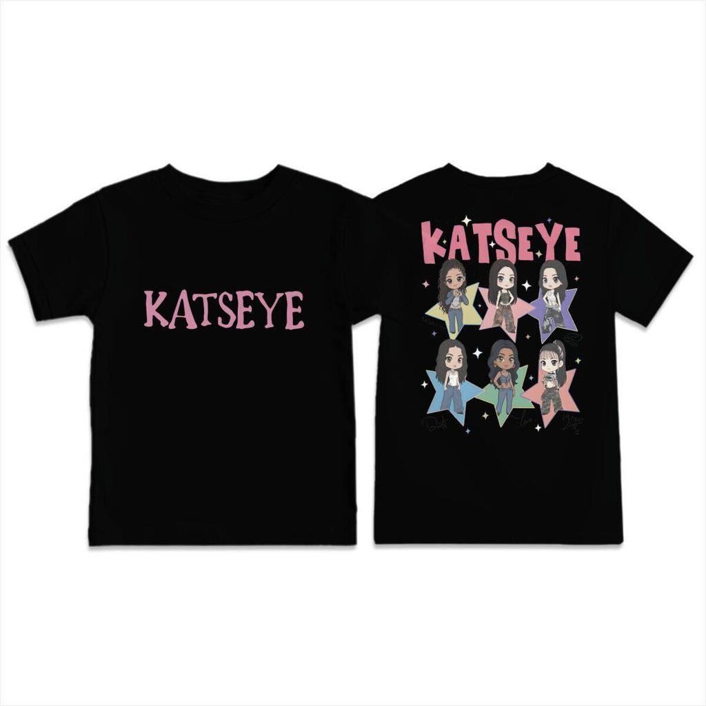KATSEYE Trendy Girls' Printed Children's Round-neck Short-sleeved T-shirt for Summer Loose and Comfortable Casual Wear