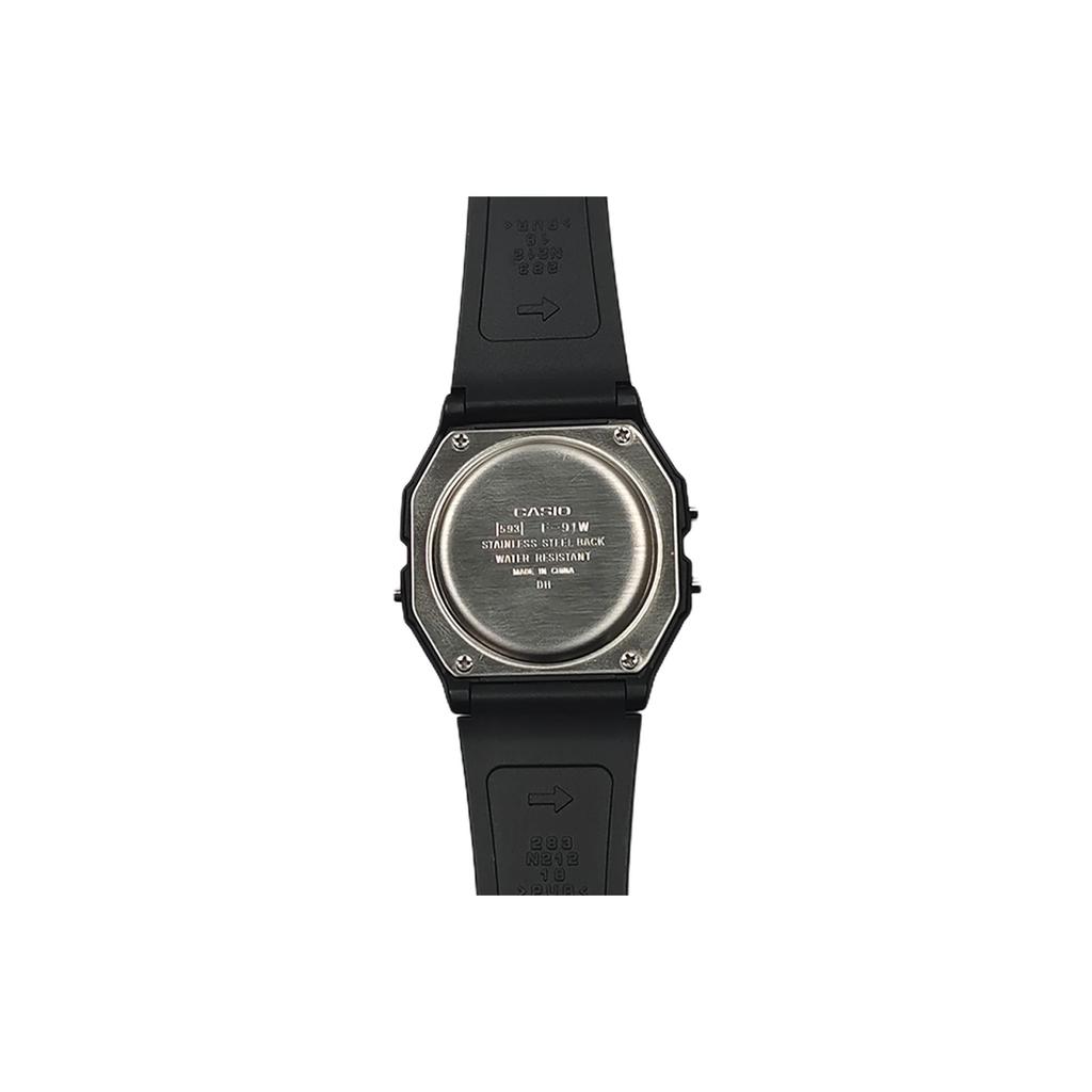 Casio Унисекс кварцевые часы с ремешком из смолы, черный циферблат, F-91W-3(Watch5--Изумрудный Фло)