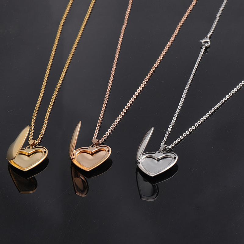 Love Heart Locket Pendants For Women Men Openable Photo Frame Picture Necklace