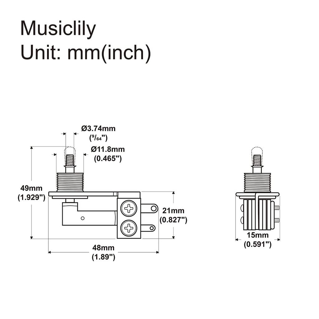 Musiclily Basic 3WAY Toggle Switch Горизонтальный метрический размер для электрогитары LP Les Paul SG