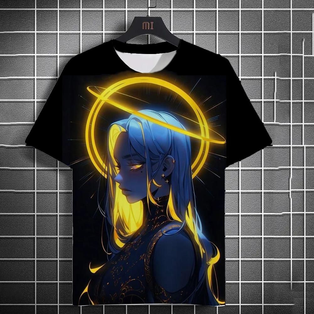 Мужская футболка с рисунком из мультфильма «Сексуальная девушка», летние повседневные футболки в стиле Харадзюку, 3D-принт, хип-хоп, топы с круглым вырезом