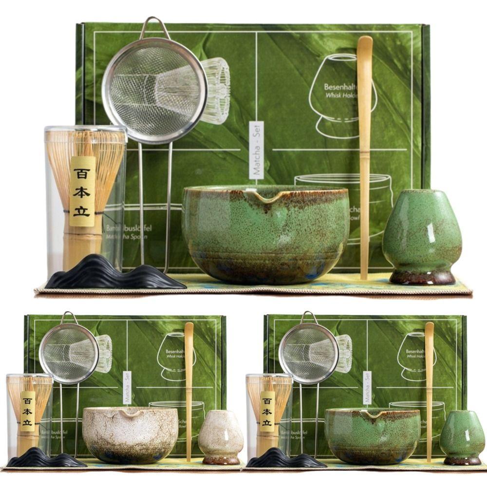 Набор для чая матча из 7 предметов, бамбуковая керамика, многоразовый японский часен, японский венчик для матча, инструменты для приготовления чая