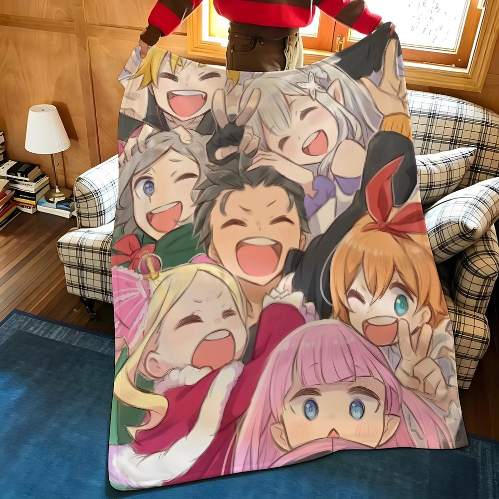 Anime R-Re Z-Zerosss Throw Flannel Blanket Suitable for Sofas Beds Offices Travel, Camping Chairs