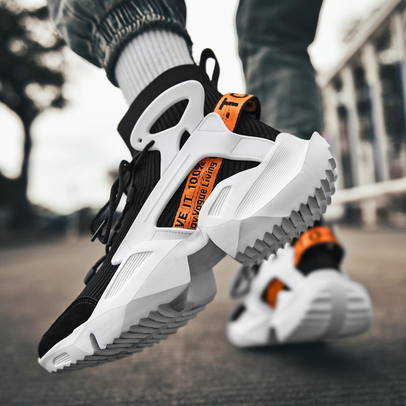 Большие размеры 39-46, сверхлегкие повседневные мужские носки, туфли на шнуровке, высокие массивные кроссовки, мужские тканые дышащие носки, кроссовки для мужчин