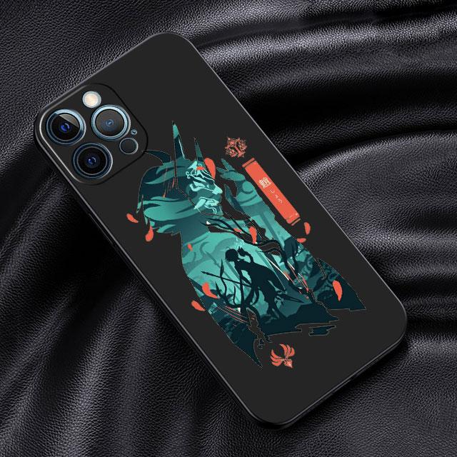 Чехол для Apple iPhone 14 13 11 12 Pro 7 XR X XS Max 8 Plus 6 6S SE 2022 13Pro, черный мягкий телефон, чехол аниме Genshin Impact Cute