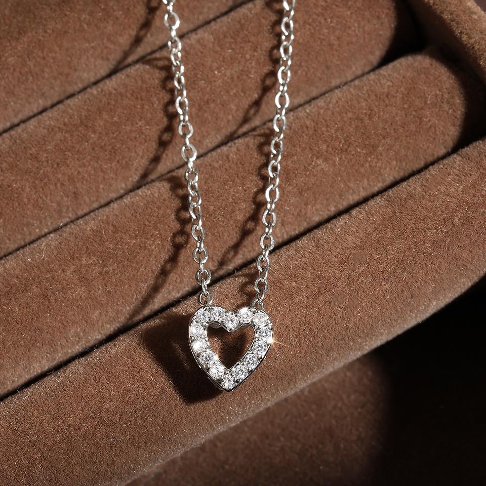 ZAKOL Shiny Micro-set Zircon Heart Necklace for Women Girls Cute Minimalist Fashion Anti-allergic Choker Neck Accessories