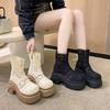 Martin Boots Female Ins Super Fire Thick Sole Lace Mesh Fairy Wind Summer Cool Boots Hollow Breathable Small Short Boots