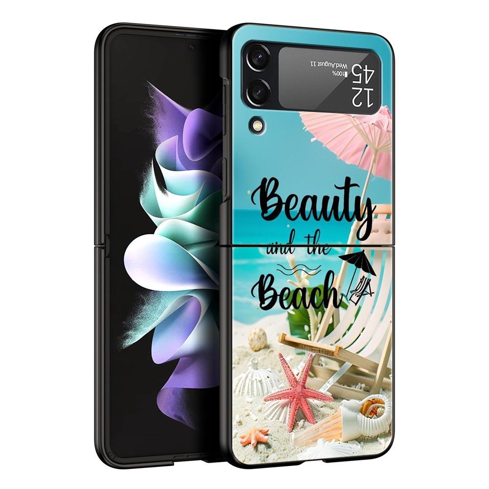 Летний пляжный жесткий ПК чехол для телефона Samsung Galaxy Z Flip 7 6 5 4 Черная крышка для Galaxy Z Flip 3 Складной корпус Fundas Capa Сумка