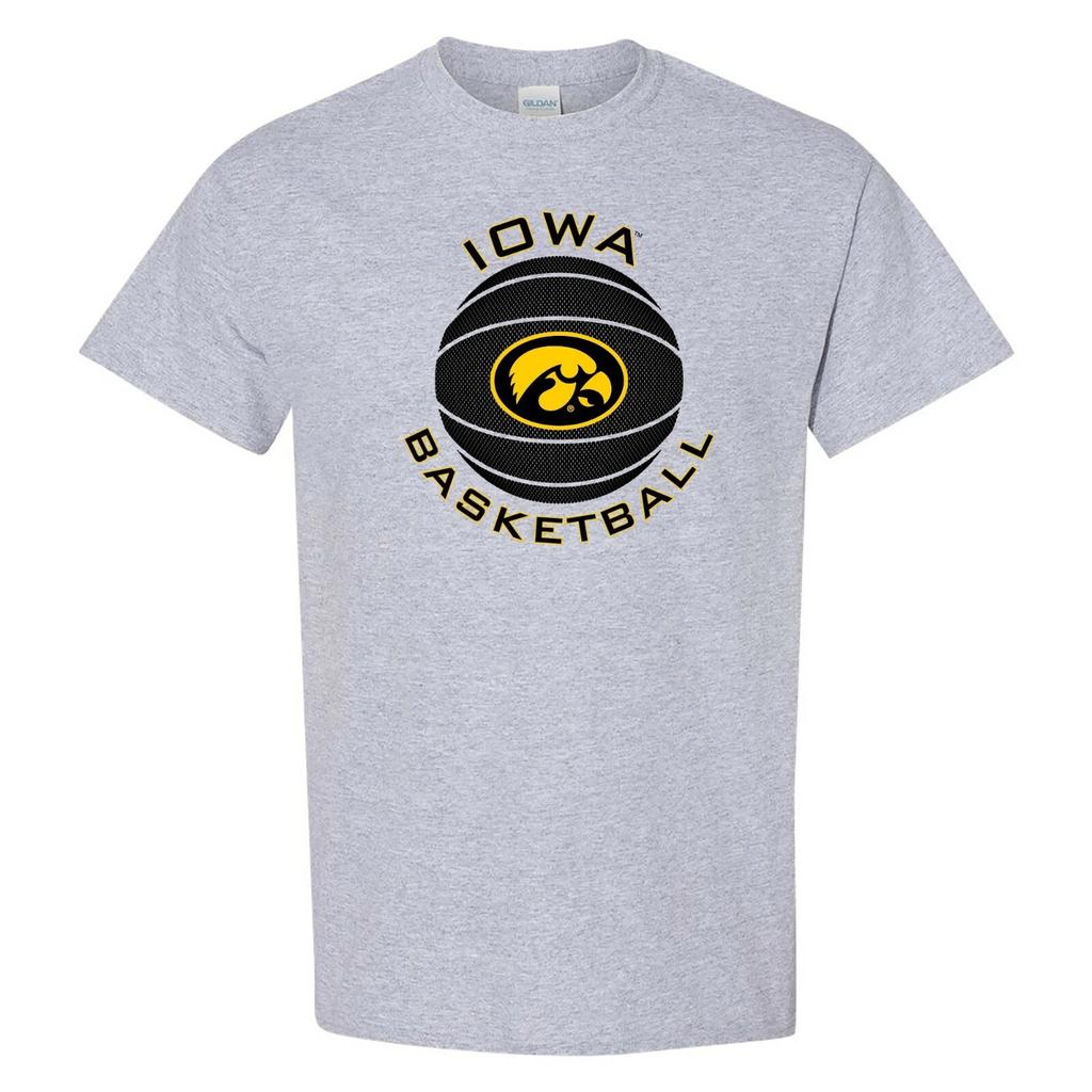 Iowa Hawkeyes Basketball Circle Logo T-Shirt -Sport Grey