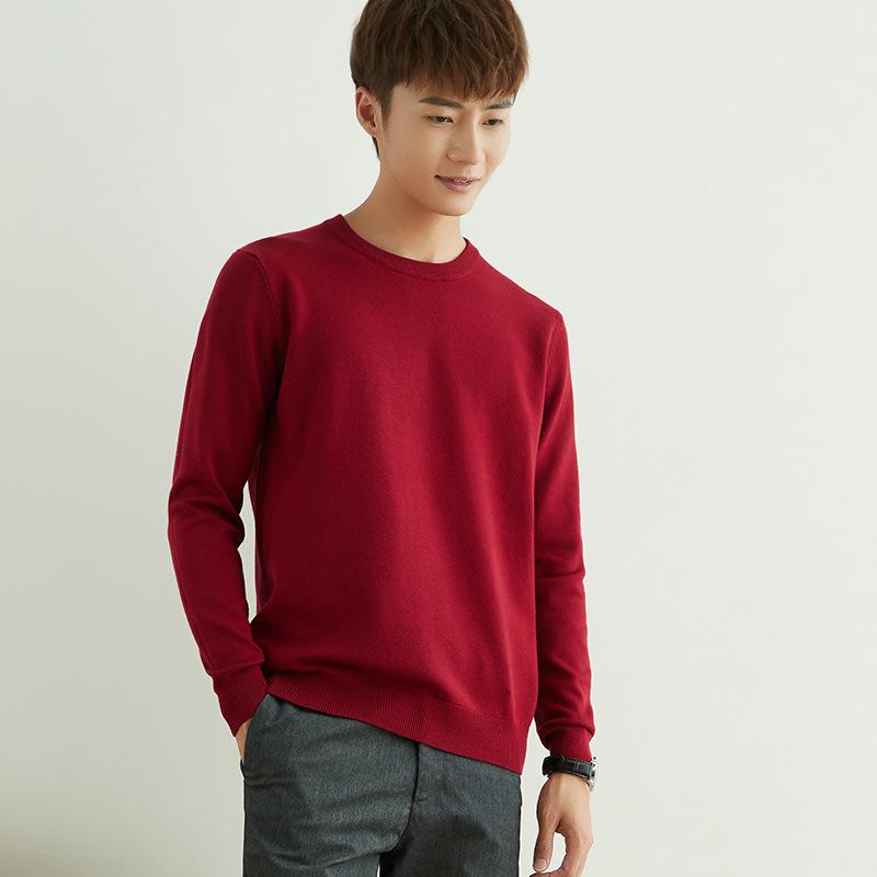 Осенне-зимний мужской вязаный свитер с V-образным и круглым вырезом, простой, в стиле «ветреный полевой», однотонный, деловой свитер.