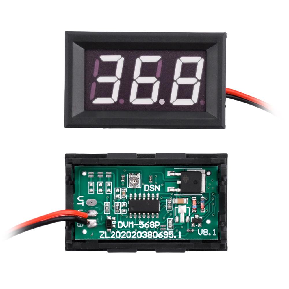 DC 5-120V 2-wire 3-digit Voltmeter 0.56 inch LED Voltage Detector Electrician Measuring Tools