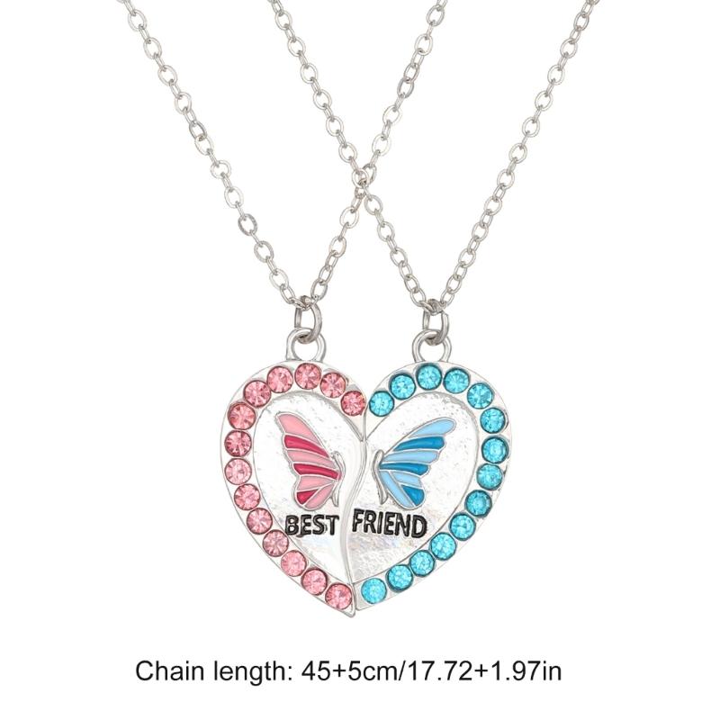 1 пара Набор necklaces дружбы Магнитный кулон-бабочка Цепочка на шею Подвеска в виде сердца-любовь Ключица Цепочка для лучших друзей