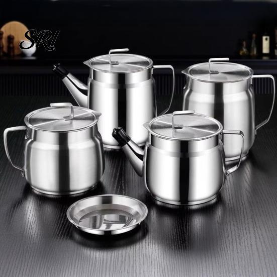 Built-in Oil Filter Pan Stainless Steel Container with Fine Mesh 1500/2000ml Heat-Resistant Kitchen Storage Solution Jug for Frying Lard Grease