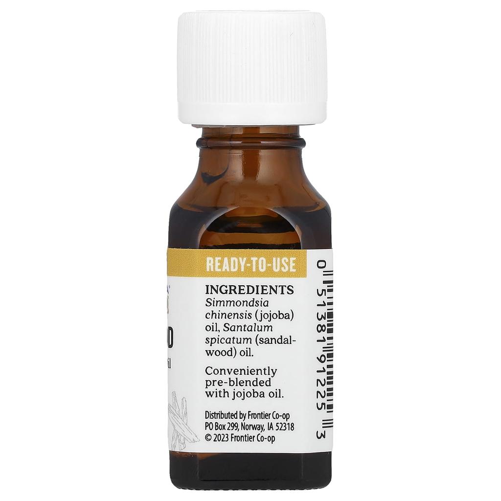Aura Cacia Pure Essential Oils Jojoba Oil, Sandalwood, 0.5 Fl Oz (15 Ml)