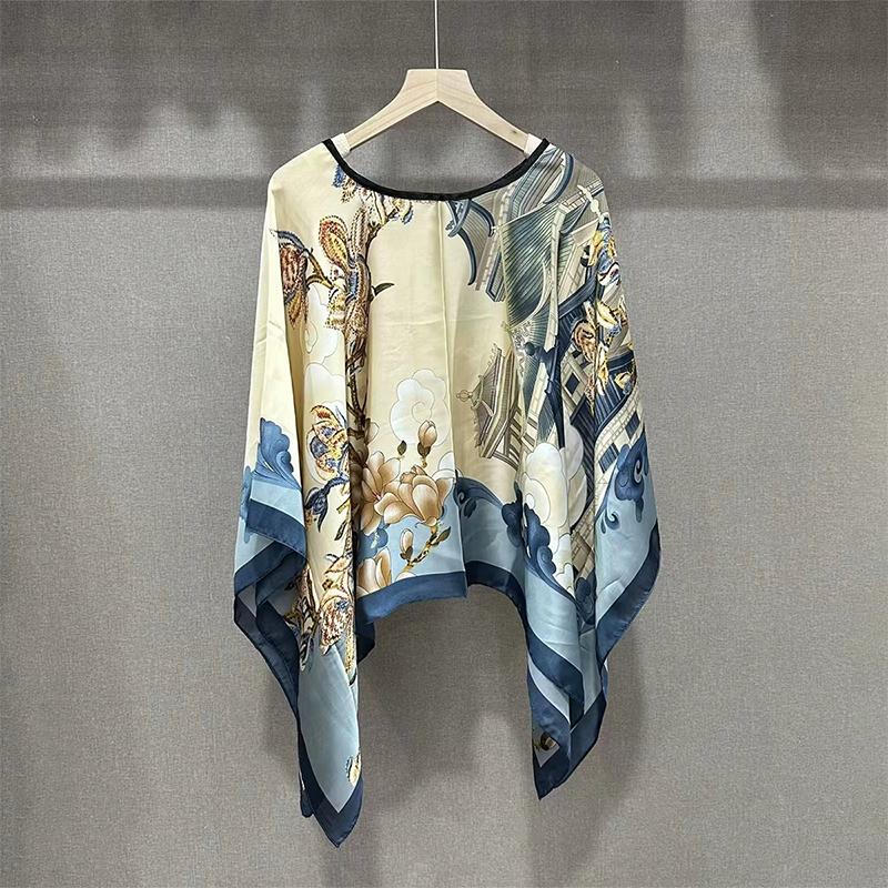 Платки Лето Пляж Сексуальные Женщины Мода Печать Шифон Блуза Бикини Прикрытие Свободная Блузка Солнцезащитный Удобный Пончо Горячая