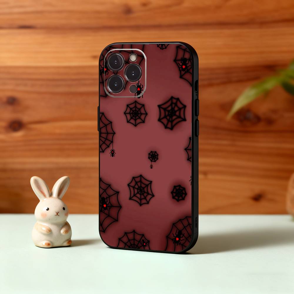 Крутой чехол для телефона с рисунком S-Паутина H-Сердце для iPhone17,16,15,14,13,12Plus,Pro Max,XS,5G Мягкий силикон Черный чехол