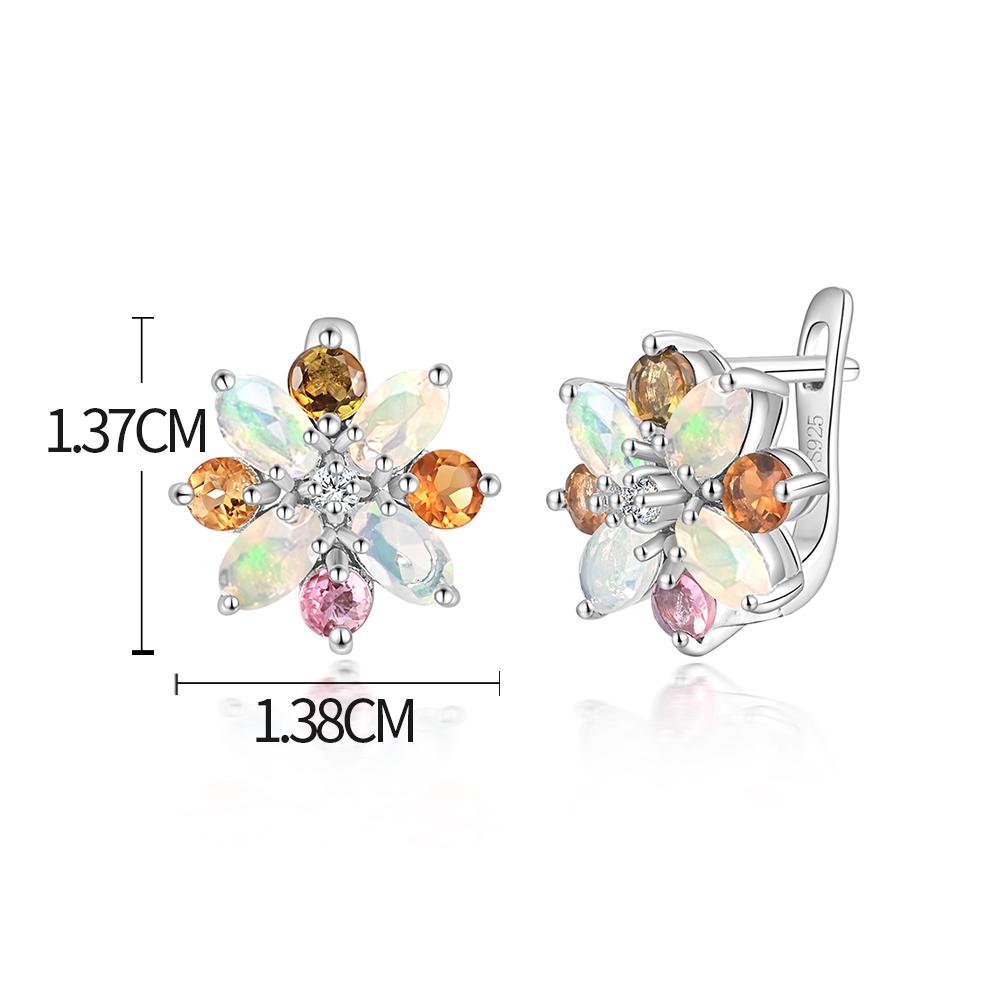 Романтический сладкий дизайн, серьги с натуральным многоцветным опалом и турмалином для женщин и девочек, изысканные ювелирные изделия из стерлингового серебра 925 пробы, подарок