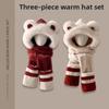 New Cold-proof and Warm Milo Bear Plush Hat, Scarf, Gloves Integrated Women's Winter Thickened Ear Protectors Riding
