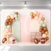 LS Backdrop Photography Arch Balloons Rugby Ball Decor Birthday Party Cake Smash Baby Shower Kids Portrait Photo Background