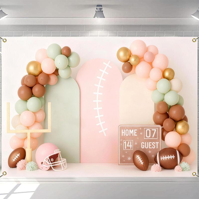 LS Backdrop Photography Arch Balloons Rugby Ball Decor Birthday Party Cake Smash Baby Shower Kids Portrait Photo Background