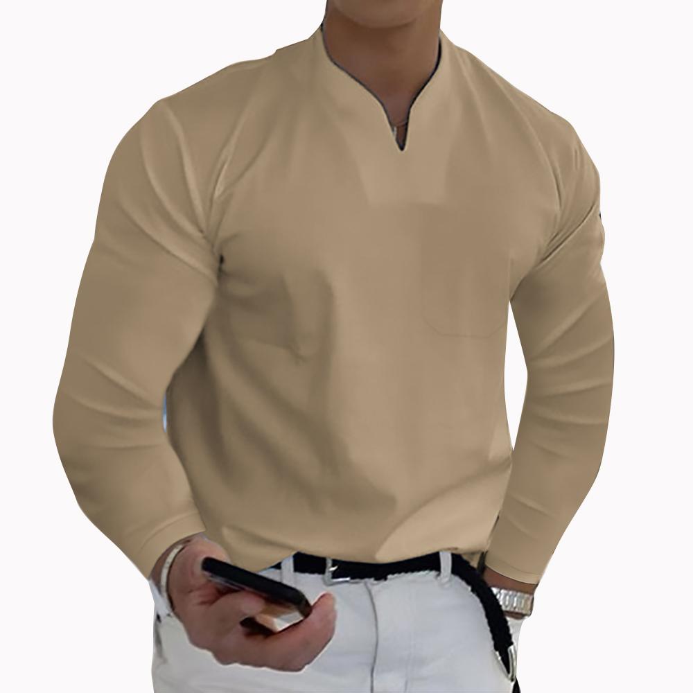 Мужские элегантные рубашки поло больших размеров 5XL, 2022, однотонная рубашка с длинными рукавами и карманами, мужские топы, пуловеры, сексуальная мужская повседневная одежда