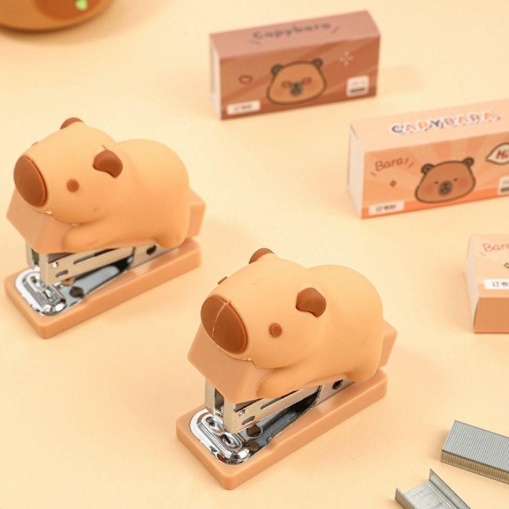 Effortless Capybara Stapler Set Paper Binding Bookbinding Machine Fixing Tools