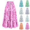 Women's Ruffled Spring Casual Long Skirt Plain Color Skirt Retro Pleated Skirt