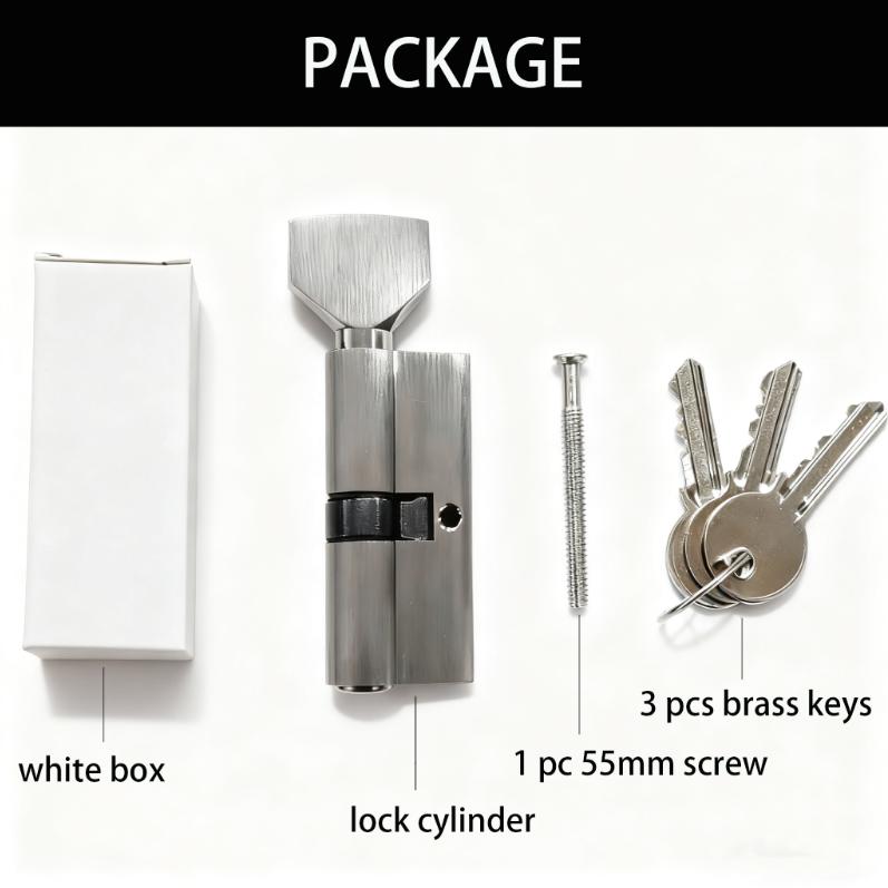 BBDHOME High Safety Wooden Door Aluminum Shell Brass Core 3 Brass Keys 70mm(35-35) Single Open Satin Nickel Lock Cylinders