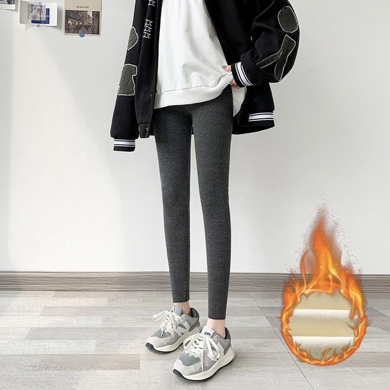 Autumn and Winter New Polished Threaded Leggings Women Can Wear High-waisted Long Johns Slim-fitting and Thin High-elastic Warm Long Pants