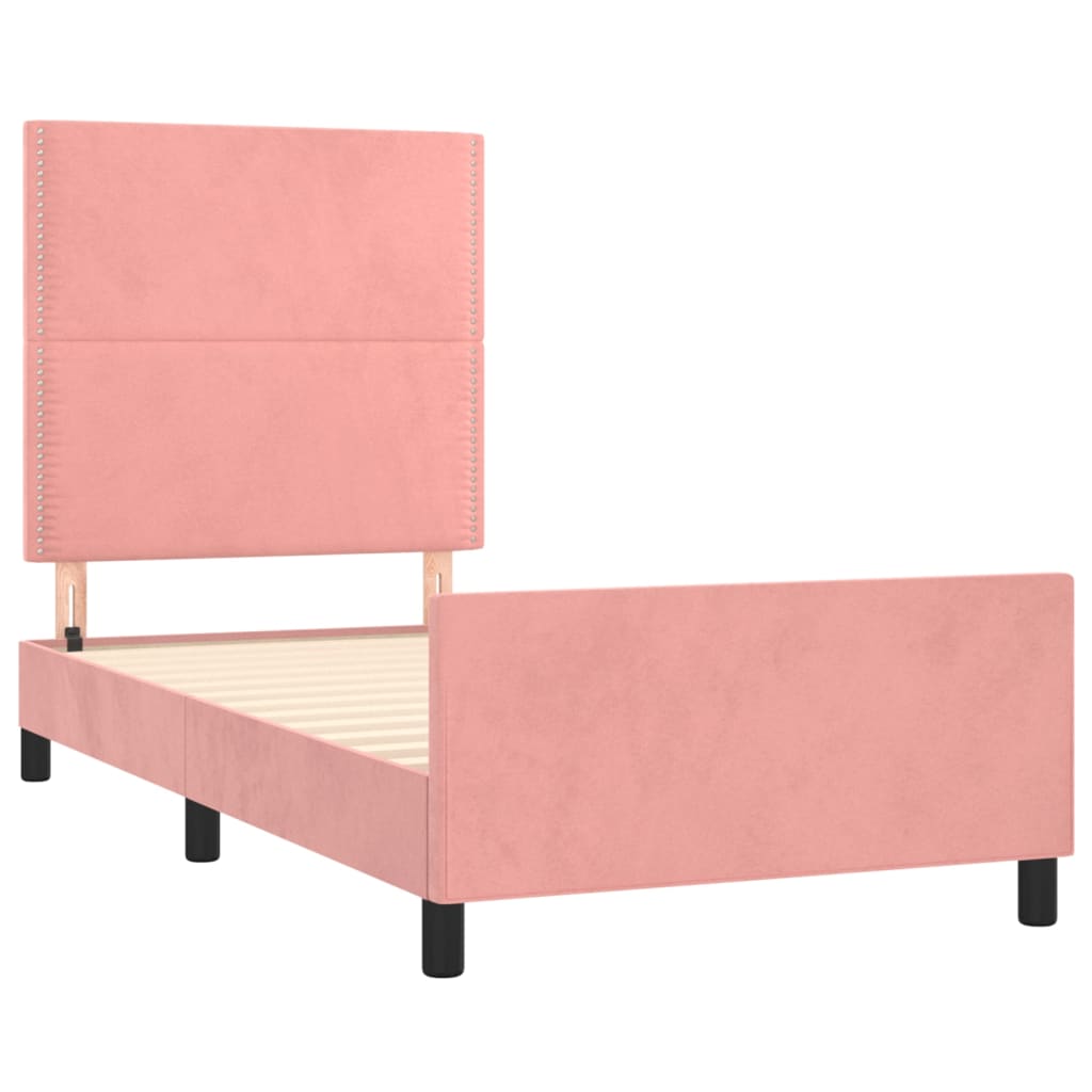 Pink Bed Frame with Headboard 90x190 cm Velvet
