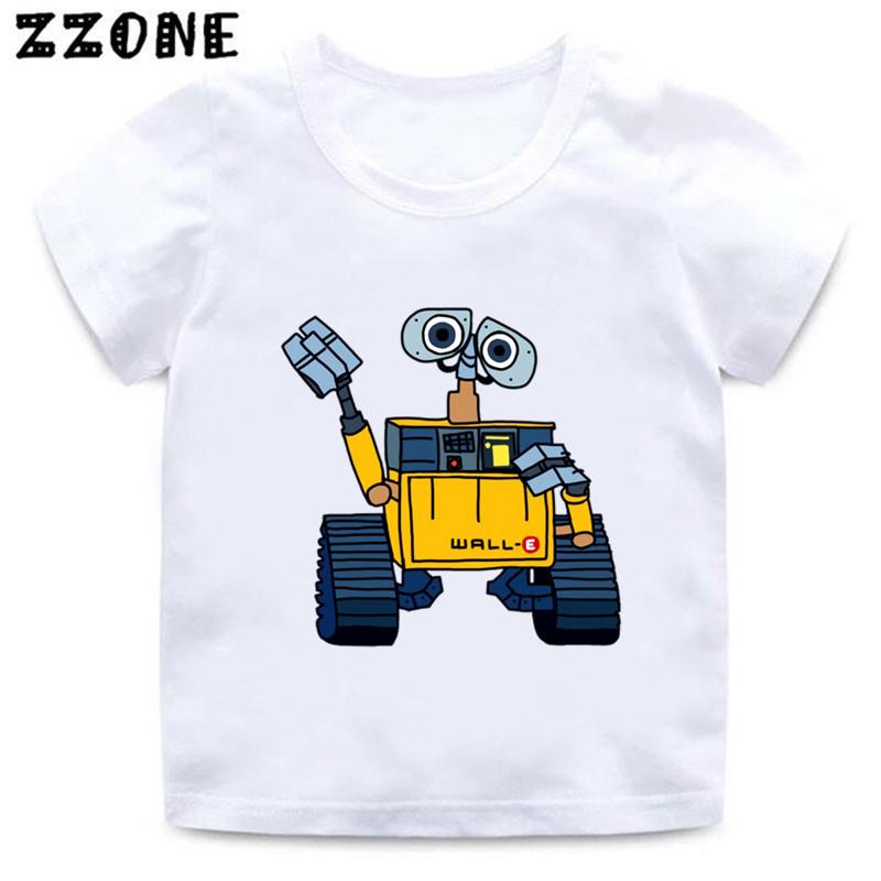 Movie Wall-E and Eve Print Cartoon Kids T-Shirts Funny Girls Clothes Baby Boys Short Sleeve White T shirt Summer Children Tops
