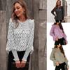 Autumn and Winter New Women's Ruffled Lantern Sleeve Polka Dot Chiffon Shirt Blouse Women