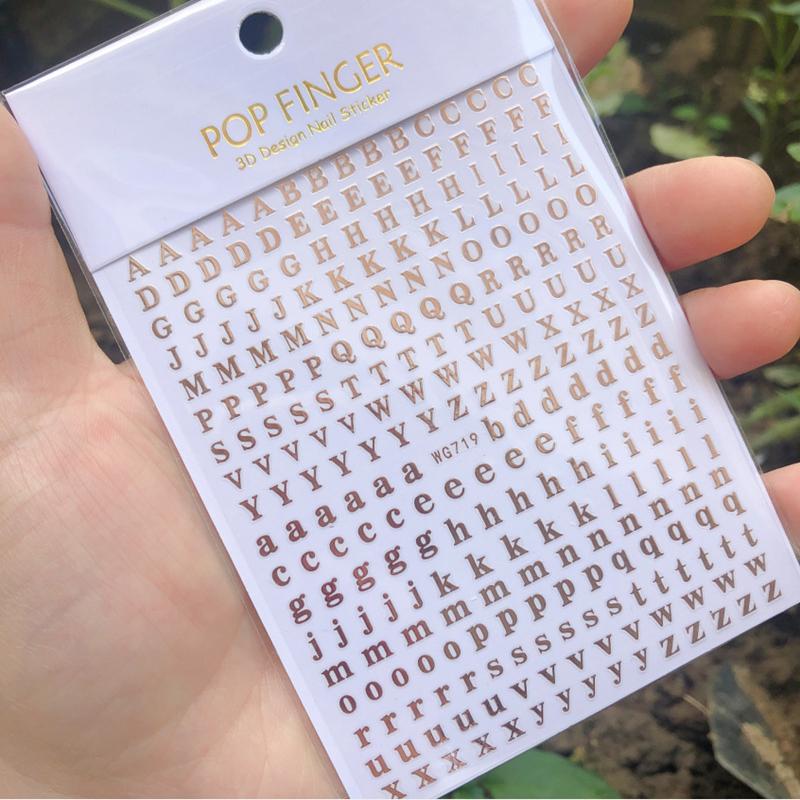 26 English Alphabet 3D Self-adhesive Nail Art Decal Sticker Word Small Letter Nail Tattoos Decal Stickers