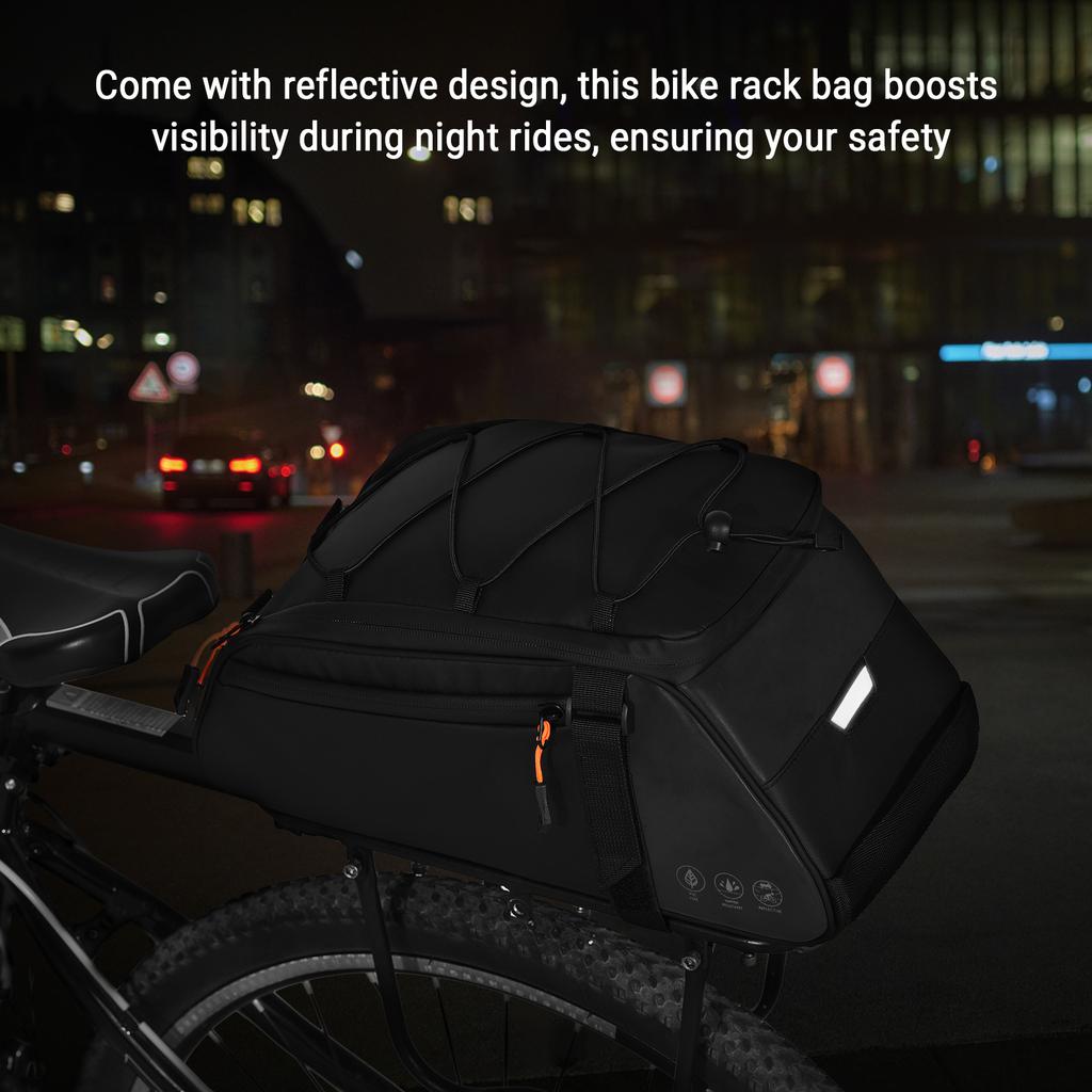 3-in-1 Bicycle Bag Reflective Bike Saddle Bag Waterproof Bike Rear Rack Bag with Shoulder Strap