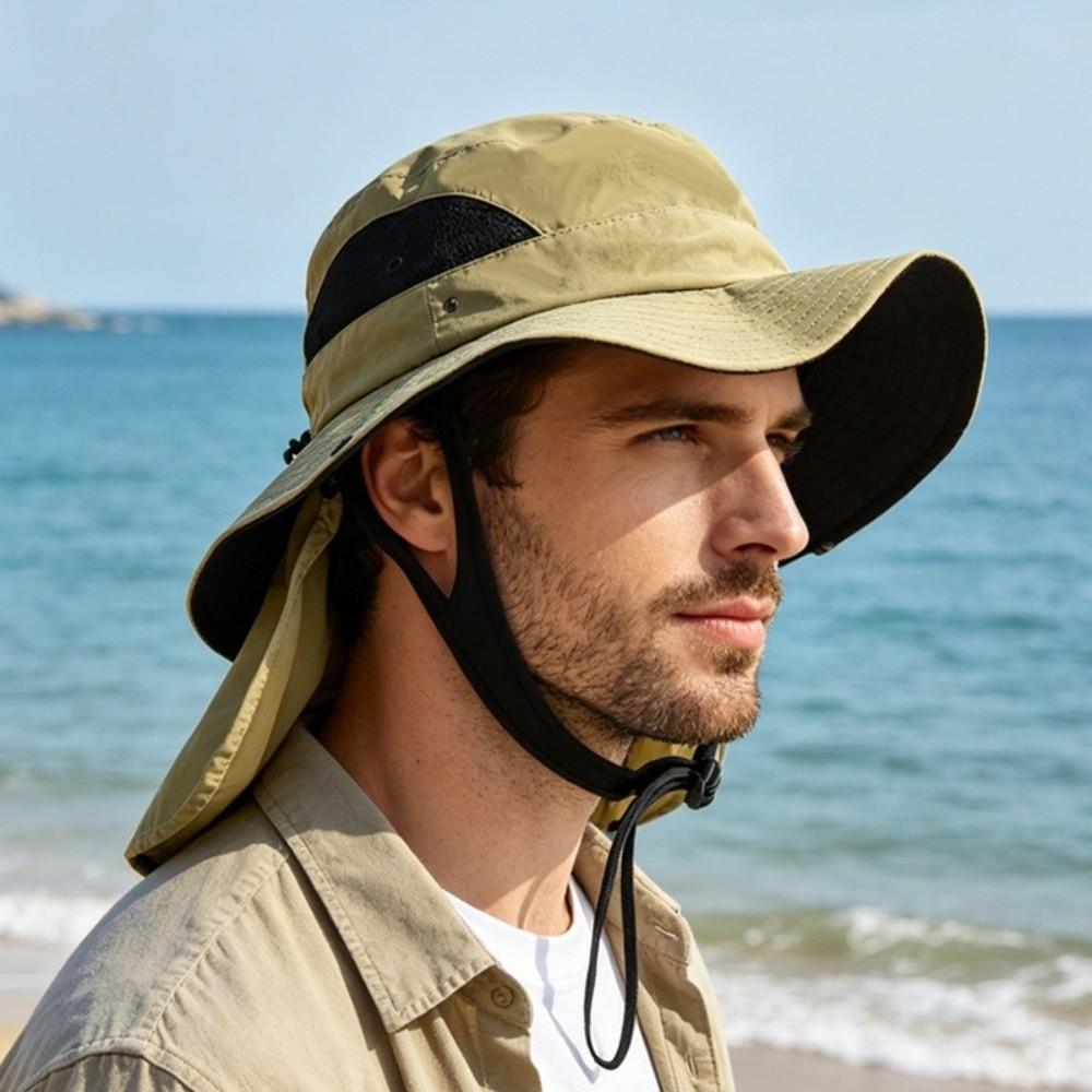 Anti-UV Sun Hat Sun Protection Shawl Safari Cap Fashion Bucket Hat Hiking Fishing