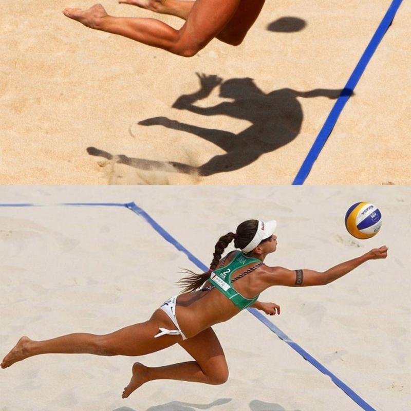 Профессиональная разметка волейбольных площадок для улицы, регулируемая линия границ с песочными якорями, сетчатая сумка, официальный размер