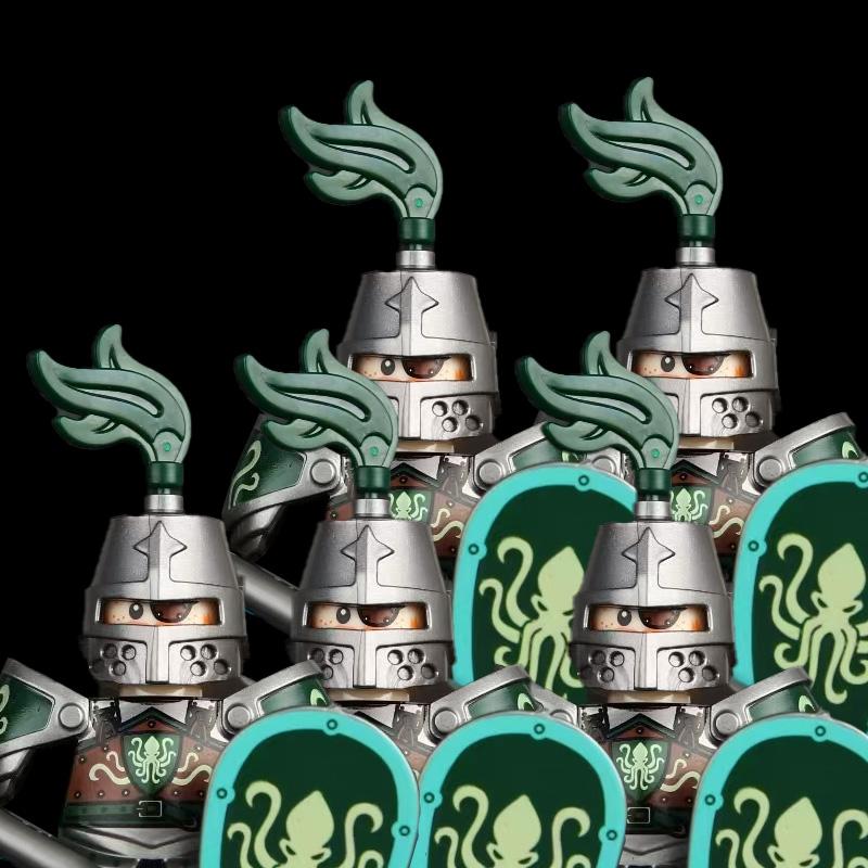 MOC Средневековый Рыцарский Замок Фигурки Конструктор Оружие Волк Мечники Стражник Лук Стрела Щит Флаги Боевой конь Игрушки Подарки S002