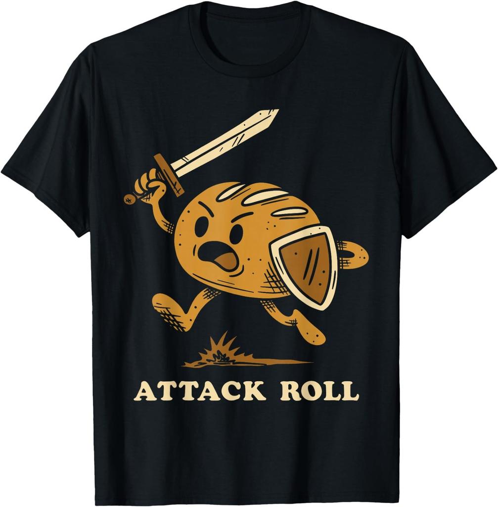 Attack Roll Funny Bread Warrior Fantasy Humor T-Shirt