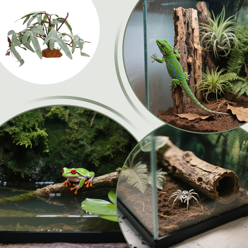 Reptile Plants For Terrarium Fake Realistic Indoor Decor Bearded Dragon Artificial Leaves For Freshwater Desert Fish Turtle