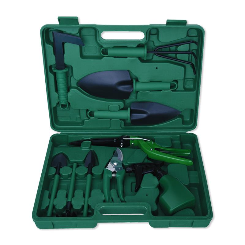 Factory Made 10pcs Garden Tool Green Set Shovel Rake Spade Shears Watering Can Multipurpose Garden Supplies Tools