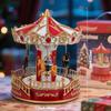 Анимированная Рождественская Карусель с Музыкальной Светодиодной Подсветкой, Коллекция для Украшения Стола в Помещении, Аксессуар для Деревни для Домашнего Праздничного Дисплея