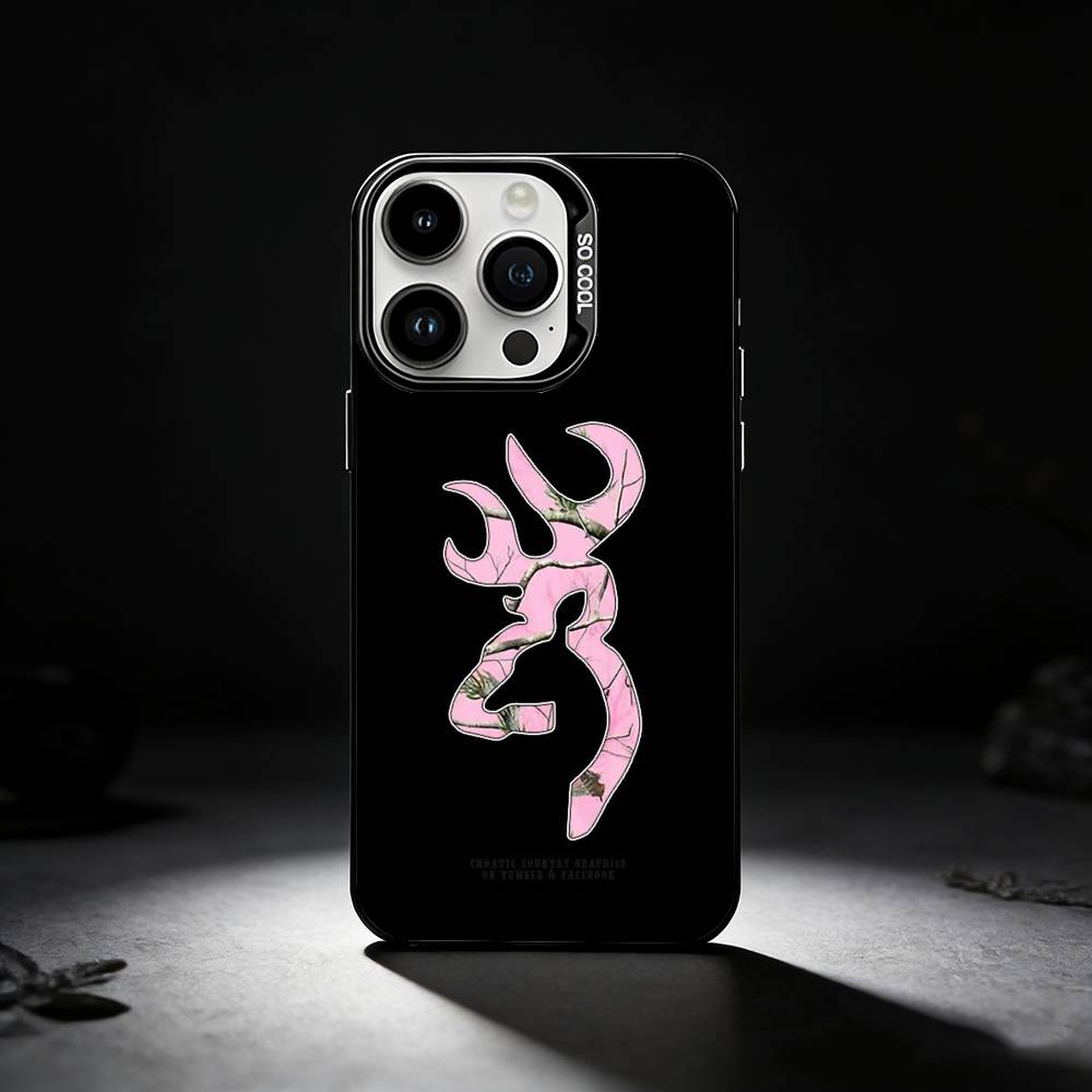 D-Deer Hunting Camo Phone Case For iPhone 17,16,15,14,13,12,11 Plus,Pro Max,XS,Colored silver phone case