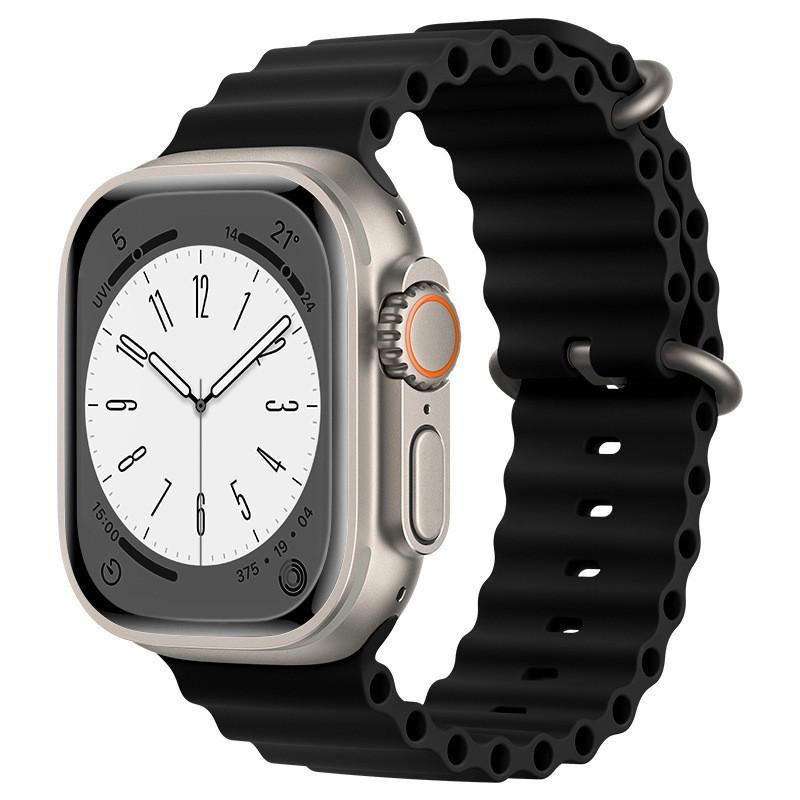 Совместимо с силиконовым ремешком Apple Watch Серии 10, Ocean Band с двойной застежкой для Серии 9 и спортивной моделью Ultra 11 Серии 2.